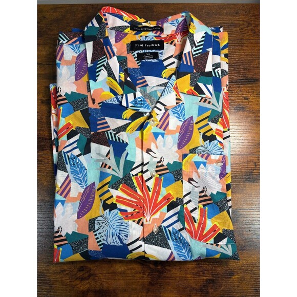 Paul Fredrick Shirt Mens Floral Hawaiian Button Up Short Sleeve Classic Fit  XXL - Picture 4 of 4
